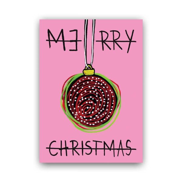CHRISTMAS CARD - BAUBLE - PINK
