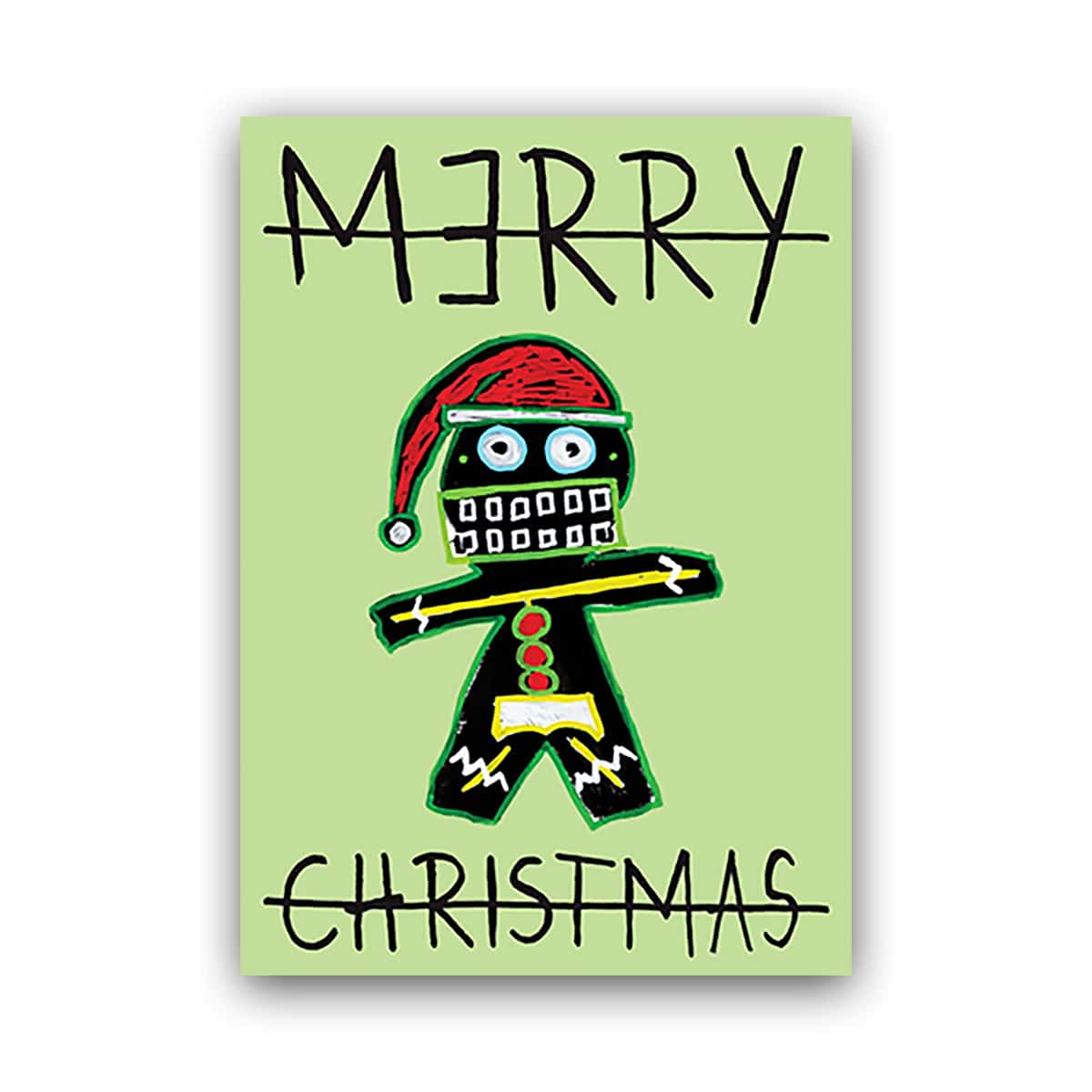 CHRISTMAS CARD - GINGERBREAD MAN - GREEN