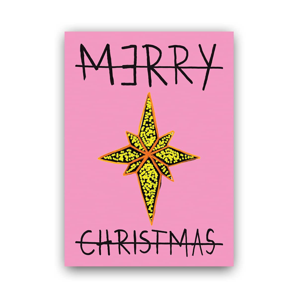 CHRISTMAS CARD - STAR - PINK