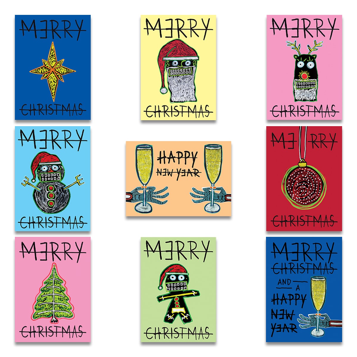 CHRISTMAS CARDS - SET 9 - MULTICOLORED