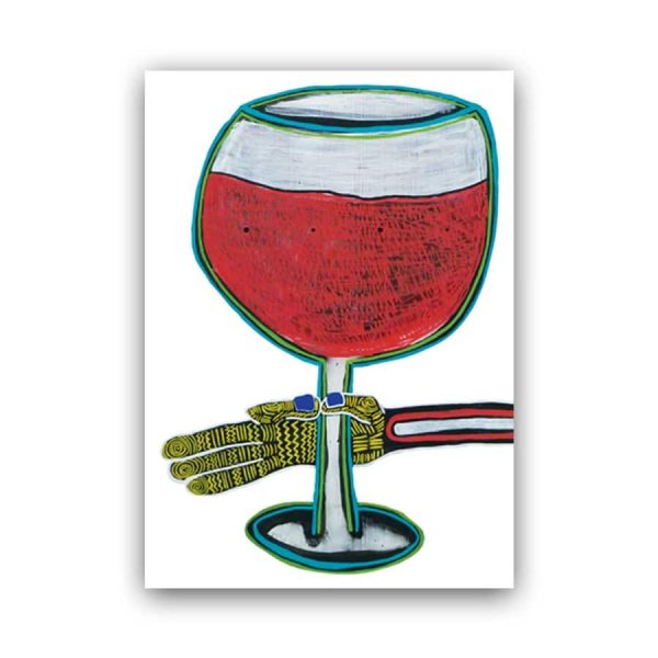 ART CARD - NO RED WINE NOW SHE'S GONE