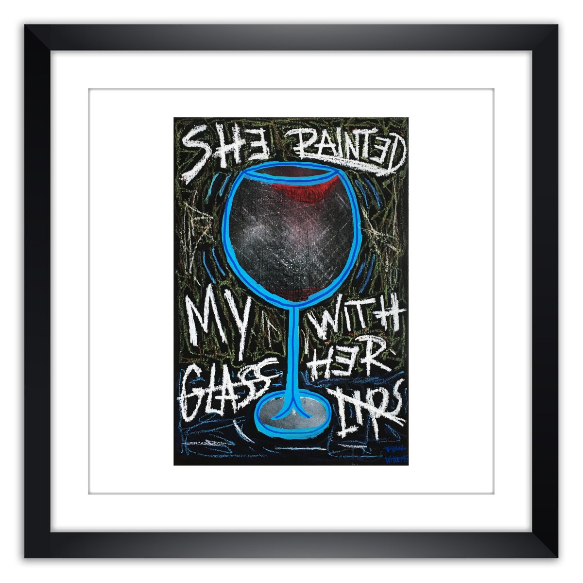 Limited prints - SHE PAINTED MY GLASS WITH HER LIPS framed - Frank Willems