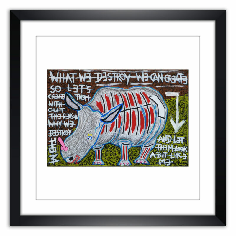 Limited prints - WHITE RHINO framed - Frank Willems