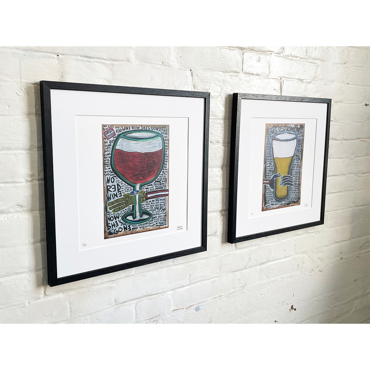 Limited Edt. Art Print – NO RED WINE NOW SHE’S GONE + JUST DRINKING BEER INSTEAD (SET)
